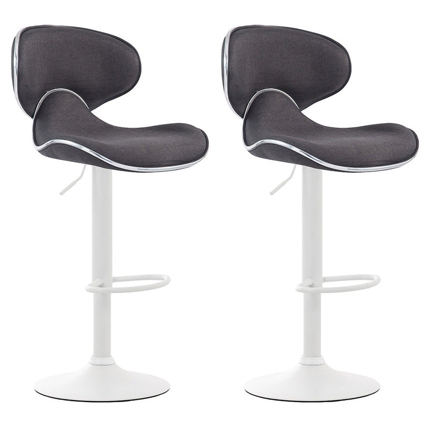 2er Set Barhocker Las Vegas V2 Stoff weiß - dunkelgrau