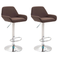 2er Set Barhocker Braga Stoff chrom - braun