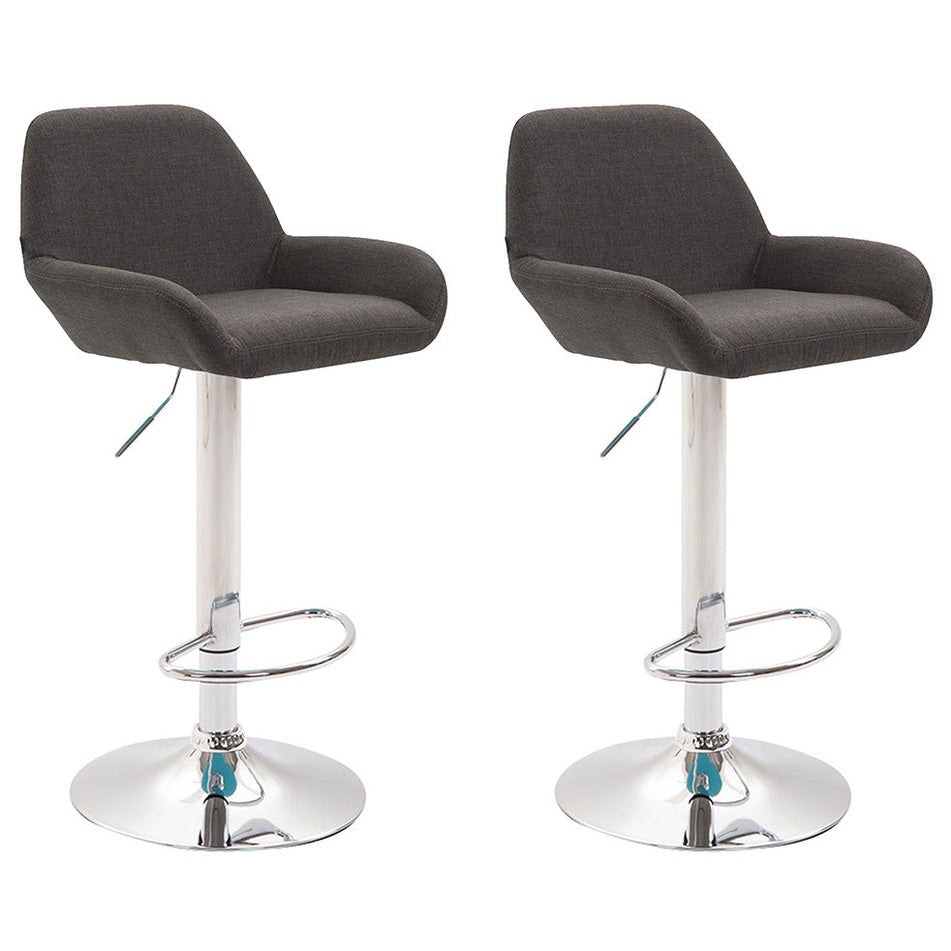 2er Set Barhocker Braga Stoff chrom - dunkelgrau