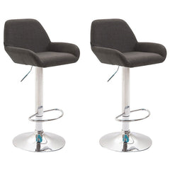 2er Set Barhocker Braga Stoff chrom - dunkelgrau