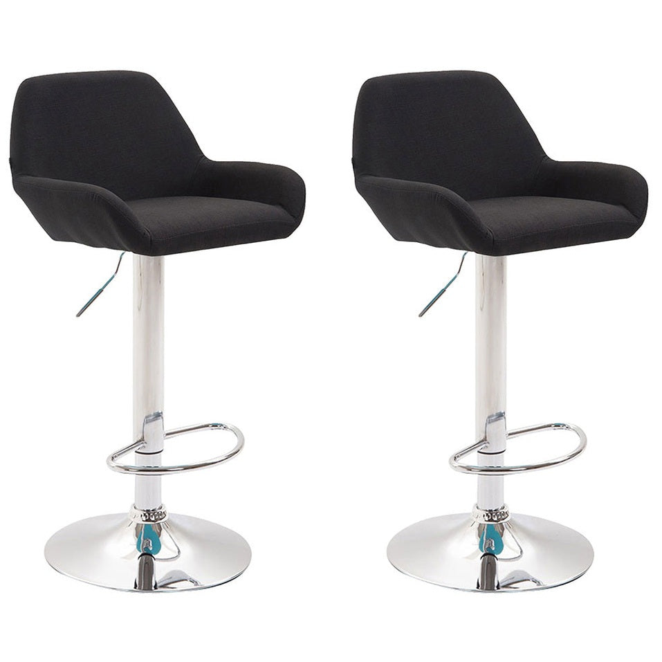 2er Set Barhocker Braga Stoff chrom - schwarz
