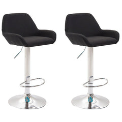 2er Set Barhocker Braga Stoff chrom - schwarz