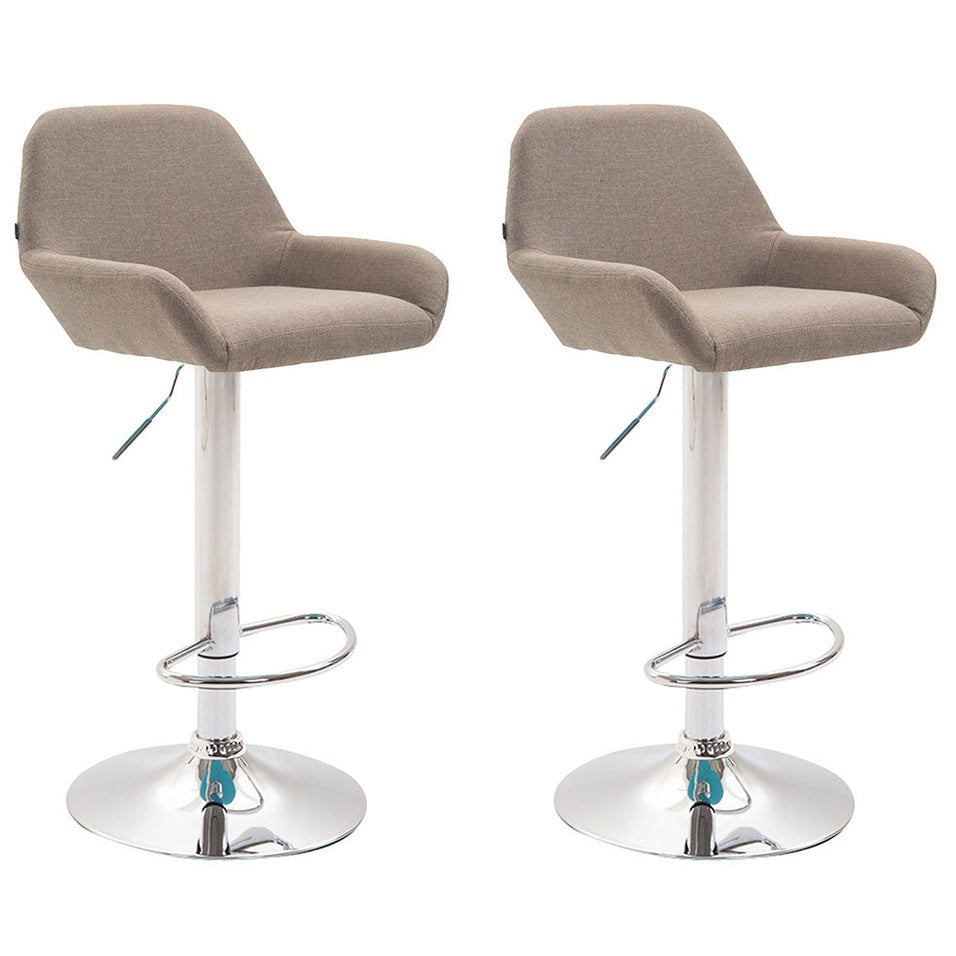 2er Set Barhocker Braga Stoff chrom - taupe