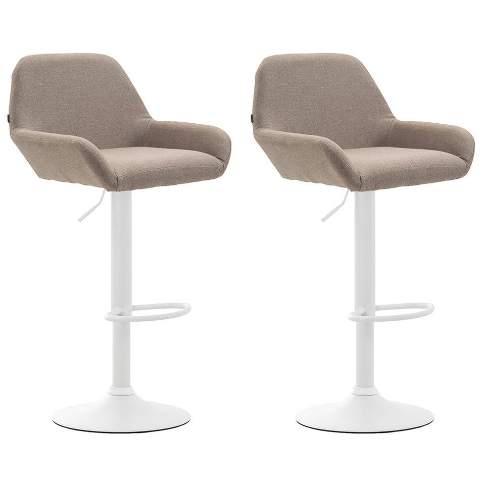 2er Set Barhocker Braga Stoff weiß - taupe