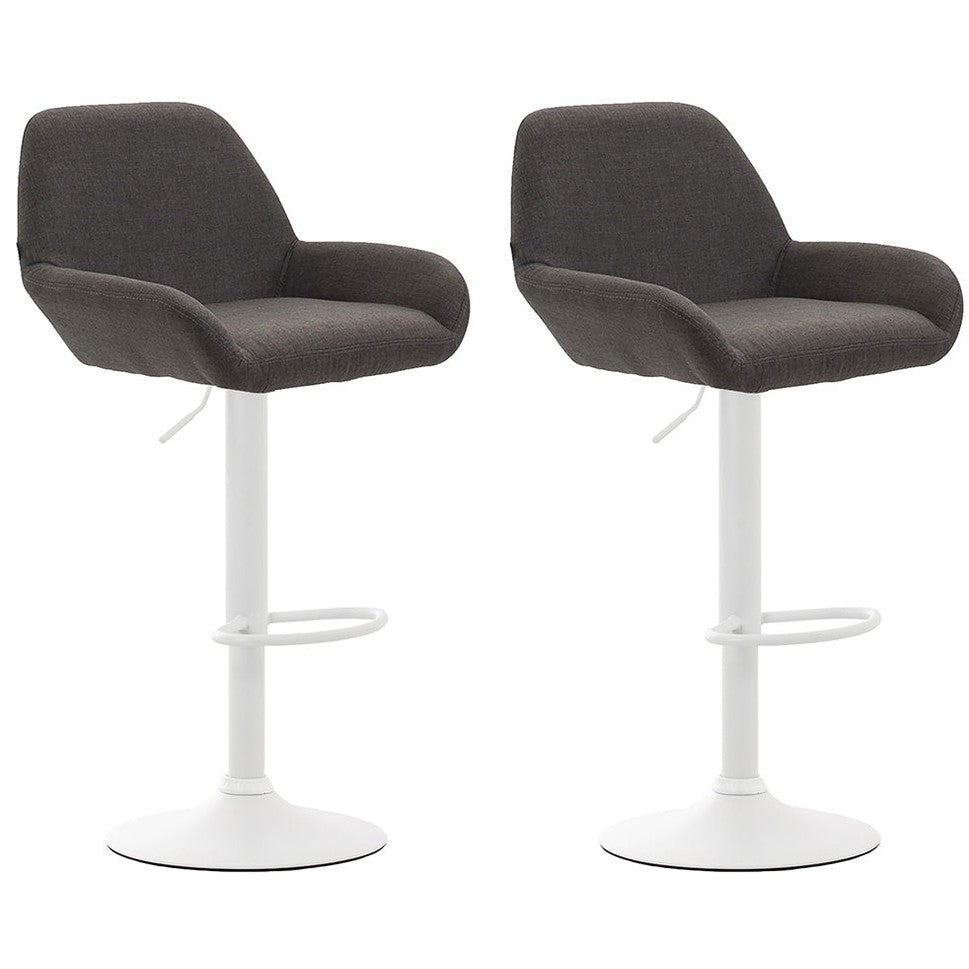 2er Set Barhocker Braga Stoff weiß - dunkelgrau