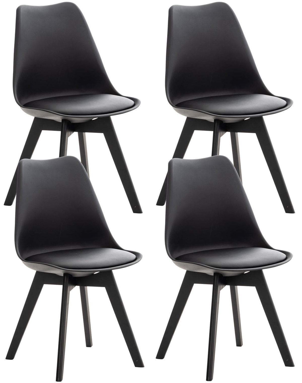4er Set Stuhl Linares Kunststoff - schwarz/schwarz