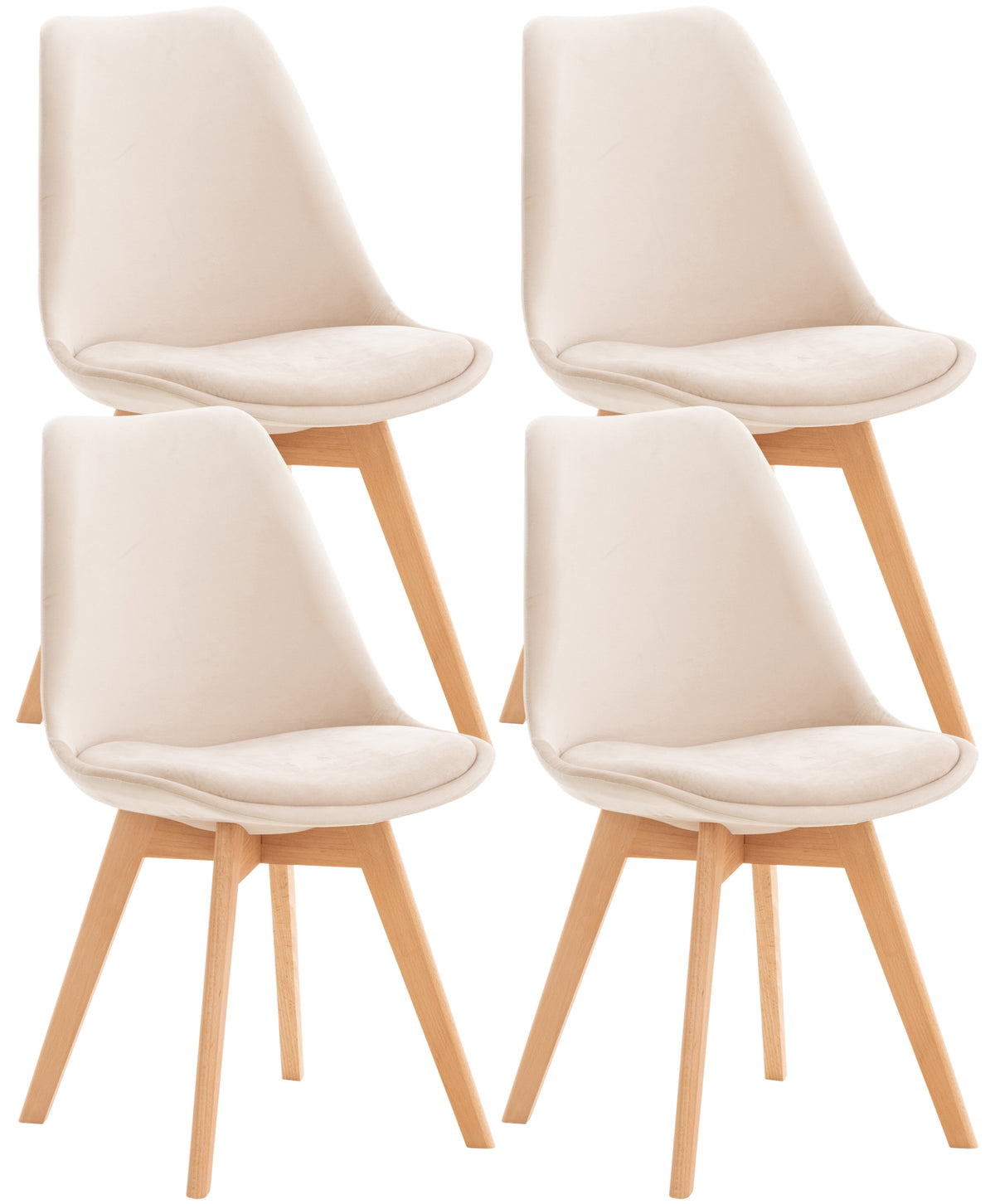 4er Set Stuhl Linares Samt - beige