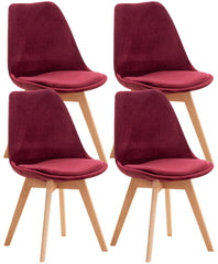 4er Set Stuhl Linares Samt - bordeauxrot