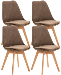 4er Set Stuhl Linares Samt - dunkelbraun