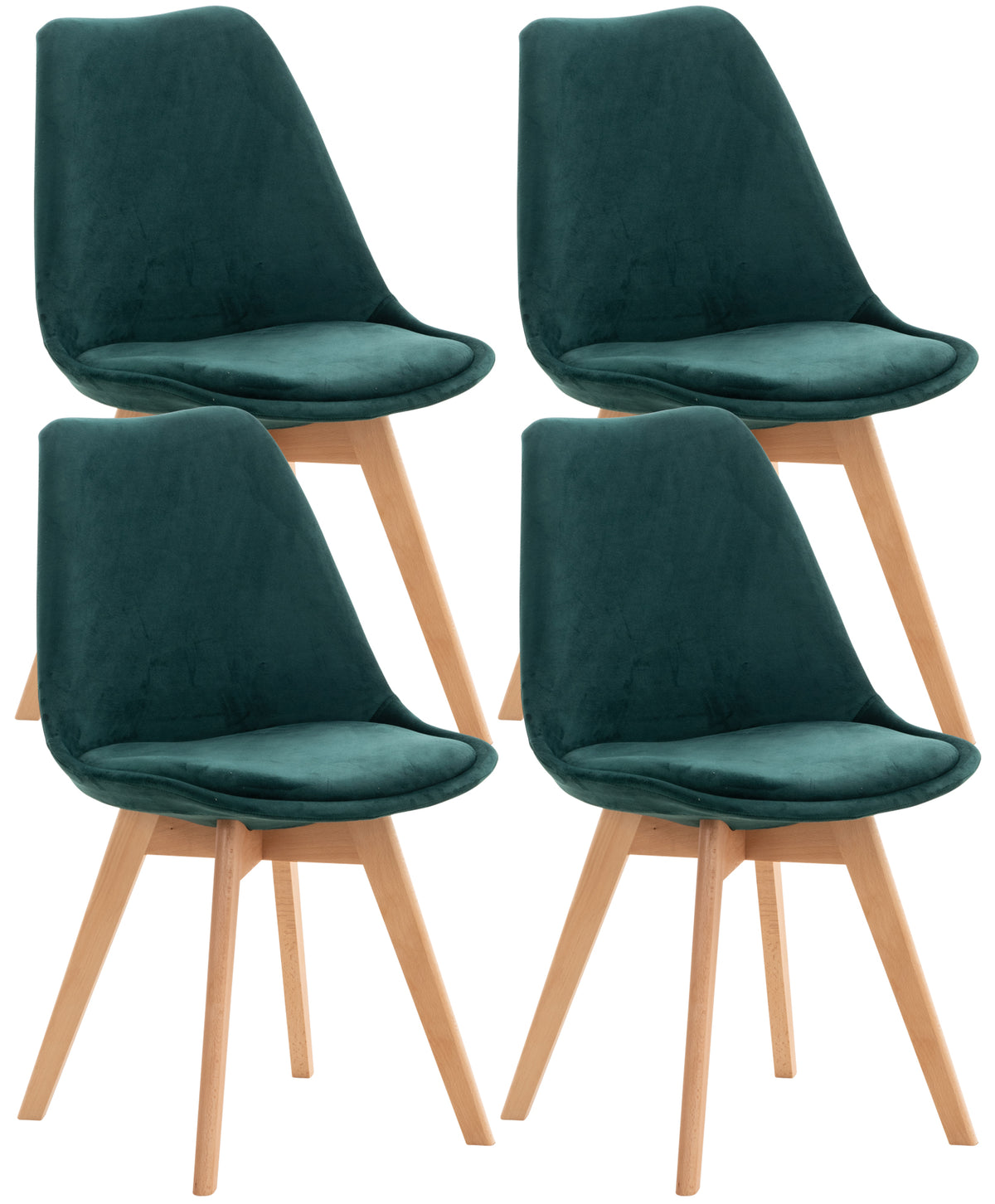 4er Set Stuhl Linares Samt - grün
