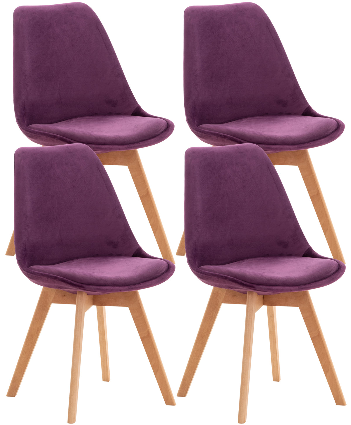 4er Set Stuhl Linares Samt - lila