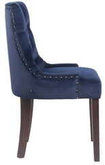 4er Set Esszimmerstühle Aberdeen Samt antik - blau