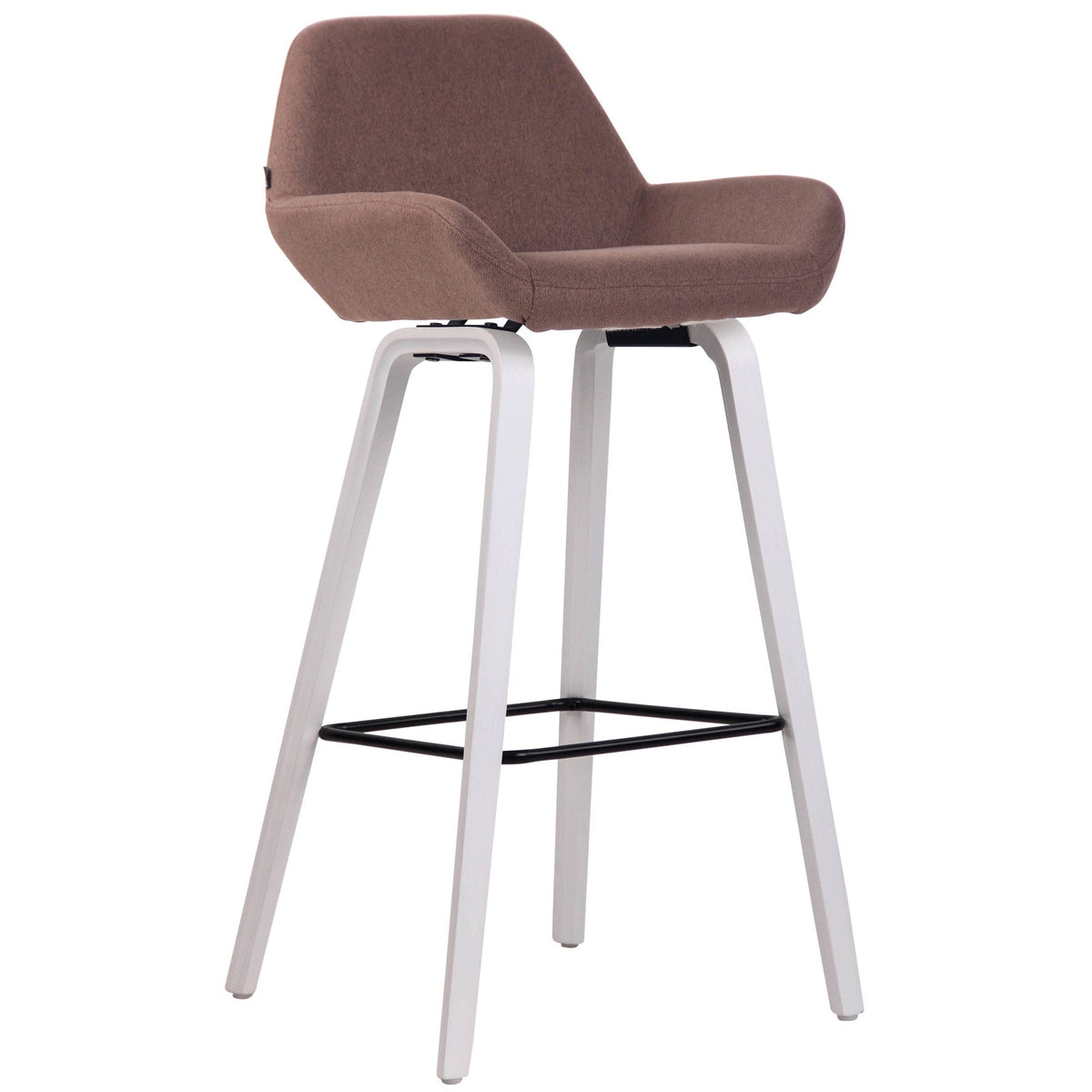 Barhocker Newnan Stoff 4-Fuß Gestell weiß (eiche) - braun