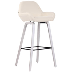 Barhocker Newnan Stoff 4-Fuß Gestell weiß (eiche) - creme