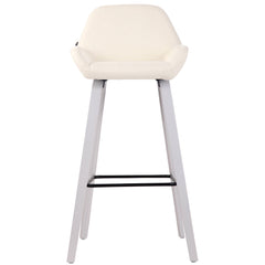 Barhocker Newnan Stoff 4-Fuß Gestell weiß (eiche) - creme