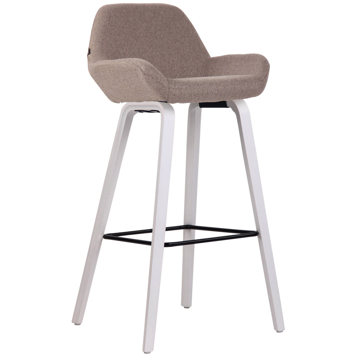 Barhocker Newnan Stoff 4-Fuß Gestell weiß (eiche) - taupe
