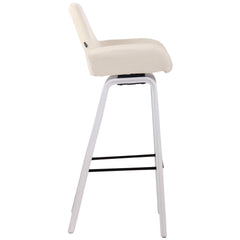 Barhocker Newnan Stoff 4-Fuß Gestell weiß (eiche) - creme