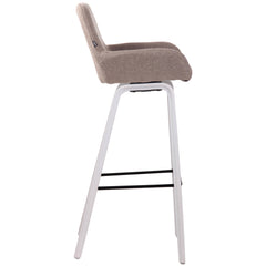 Barhocker Newnan Stoff 4-Fuß Gestell weiß (eiche) - taupe