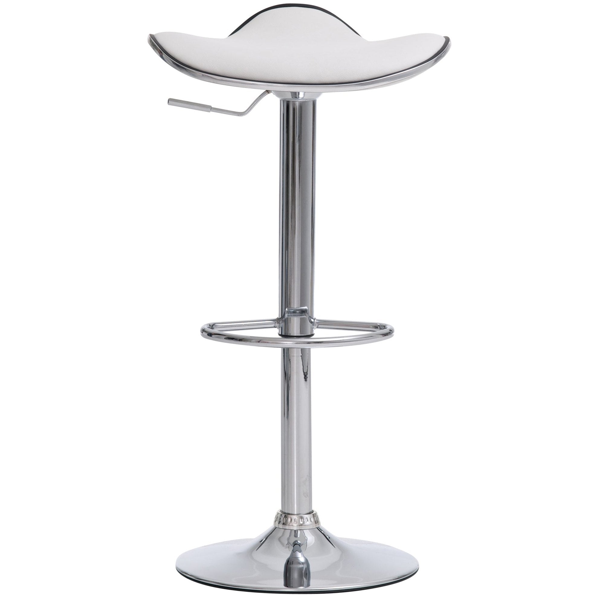 Set di 2 sgabelli Shanghai bianchi in similpelle, design moderno, imbottiti e facili da pulire, ideali per cucina o bar.