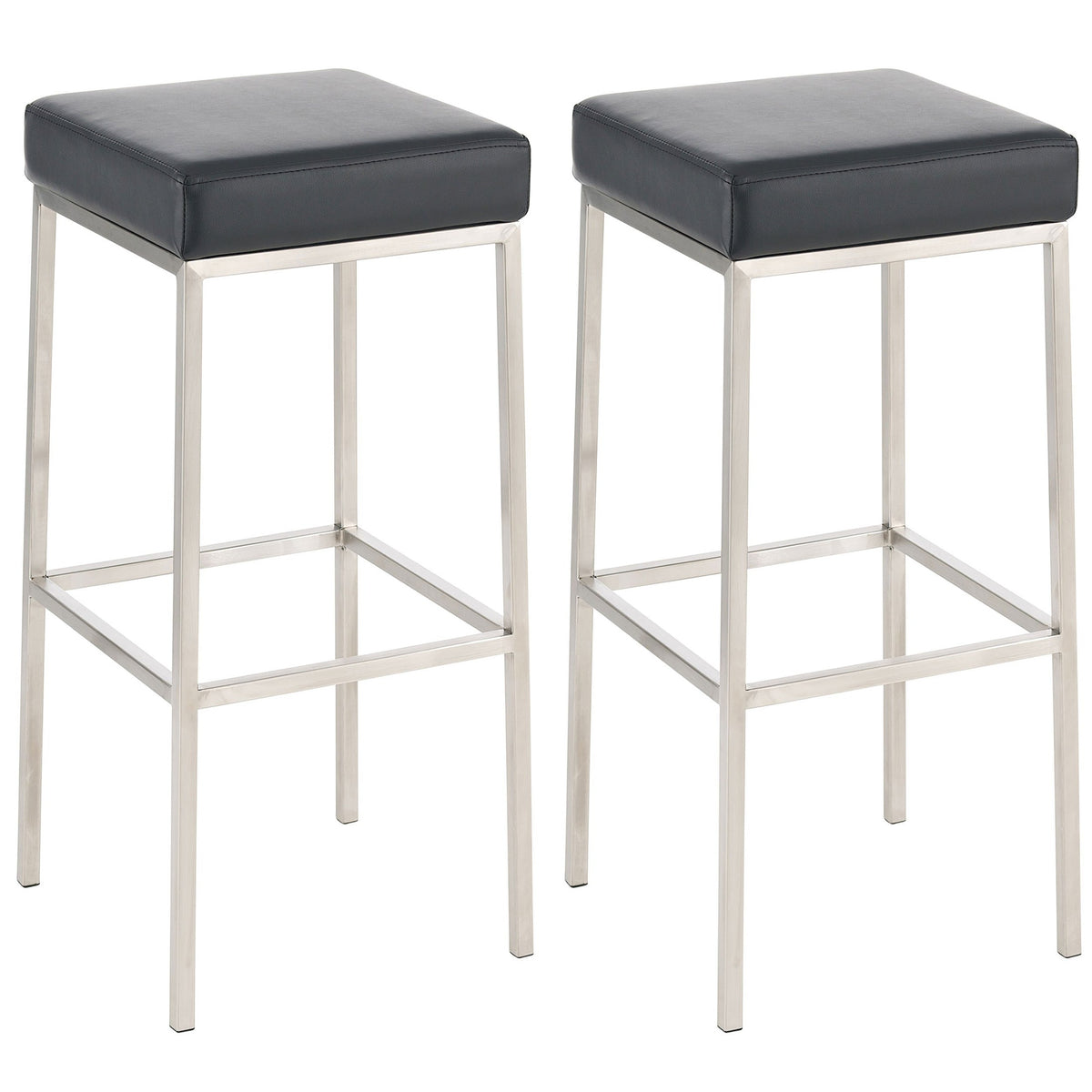 2er Set Barhocker Montreal 85 Kunstleder edelstahl - schwarz