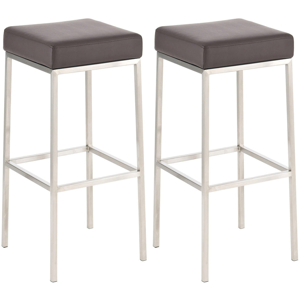 2er Set Barhocker Montreal 85 Kunstleder edelstahl - braun
