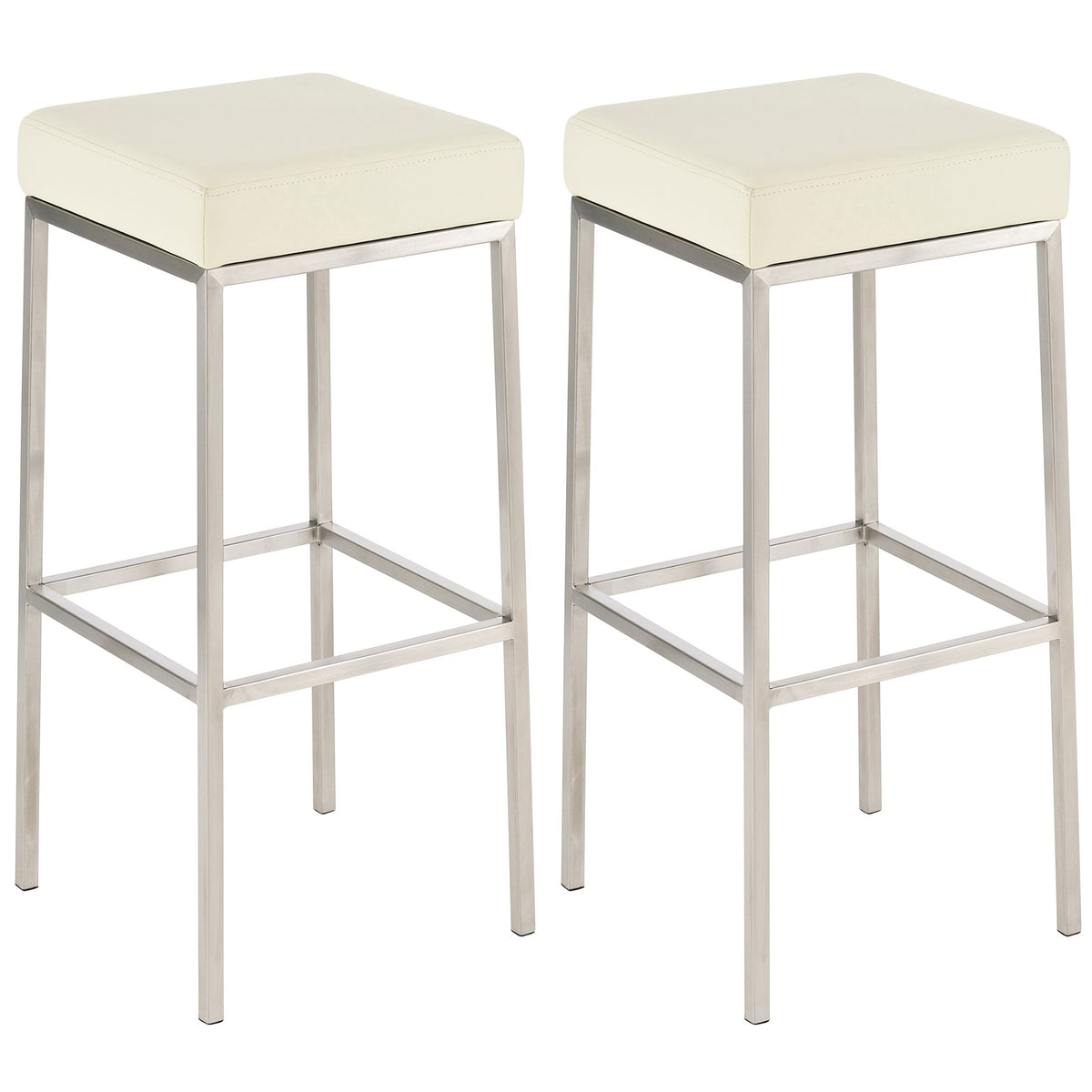 2er Set Barhocker Montreal 85 Kunstleder edelstahl - creme