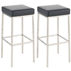 2er Set Barhocker Montreal 80 Kunstleder edelstahl - schwarz