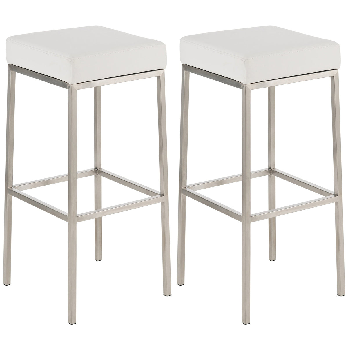 2er Set Barhocker Montreal 85 Kunstleder edelstahl - weiß