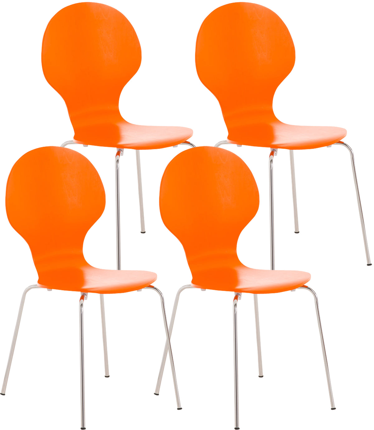 4er Set Besucherstuhl Diego - orange