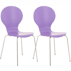 Set di 2 sedie da riunione Diego in lila, impilabili e dal design classico, ideali per ogni occasione.