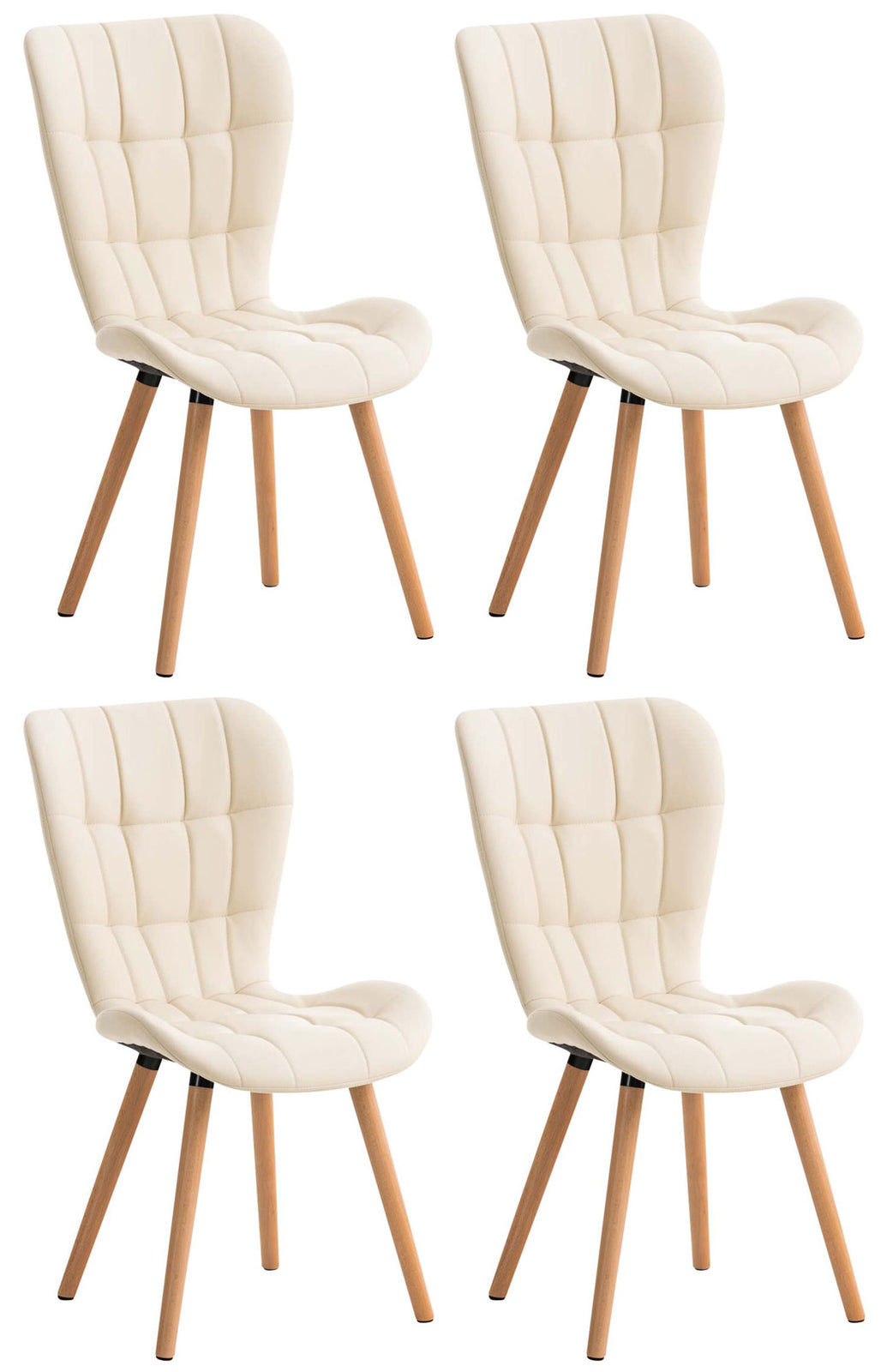 4er Set Esszimmerstuhl Elda Kunstleder - creme