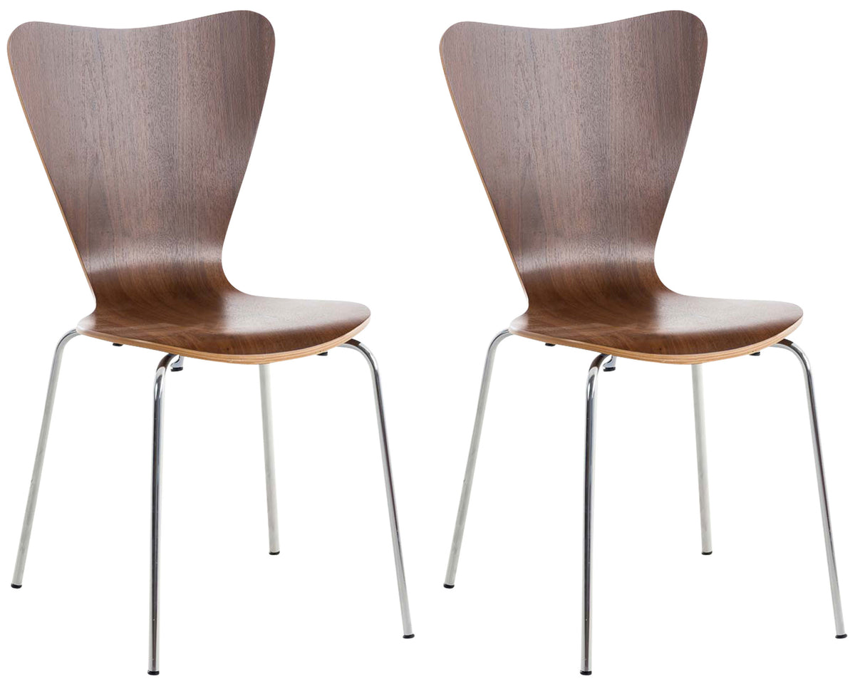 Set di due sedie visitatore Calisto in legno di noce, perfette per sale d'aspetto e eventi. Design elegante e funzionale.