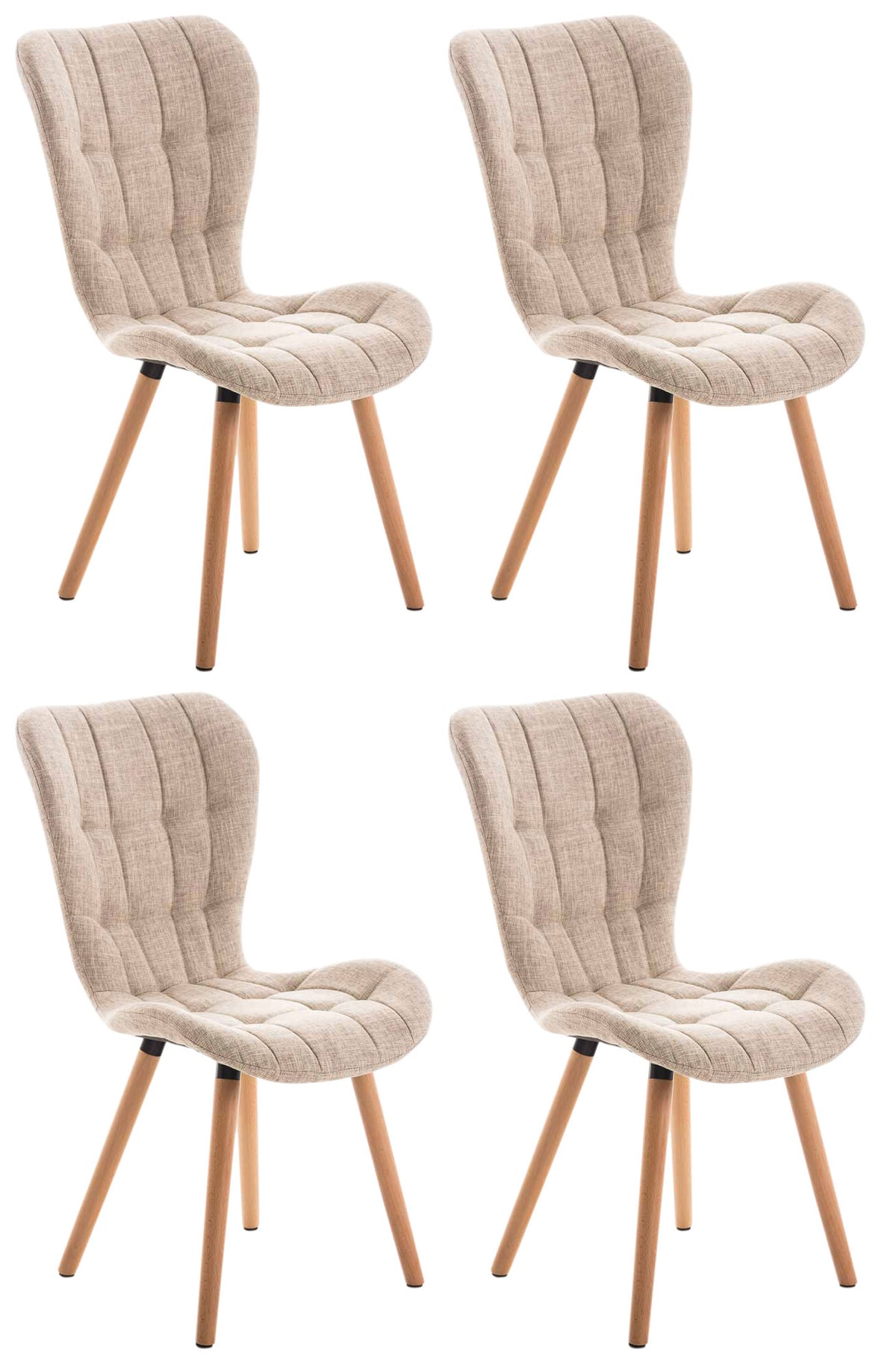 4er Set Stuhl Elda Stoff natura - creme