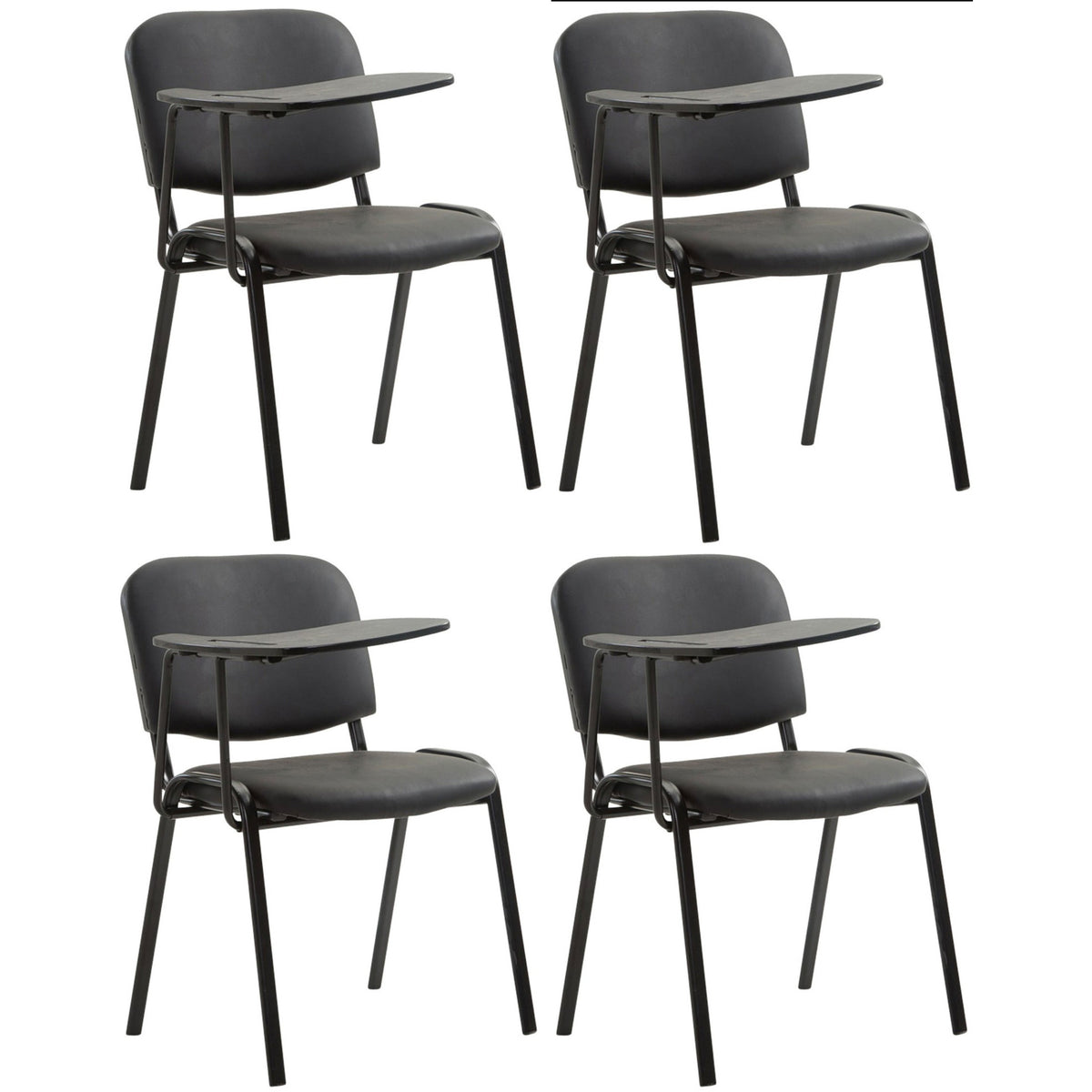 4er Set Stühle Ken mit Klapptisch Kunstleder - schwarz