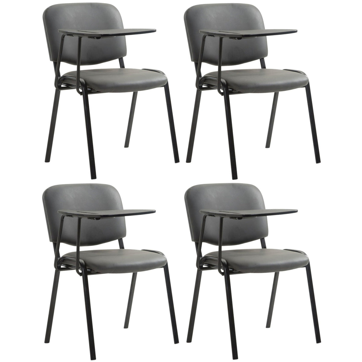 4er Set Stühle Ken mit Klapptisch Kunstleder - grau
