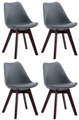 4er Set Besucherstühle Borneo V2 Walnuss Kunstleder - grau