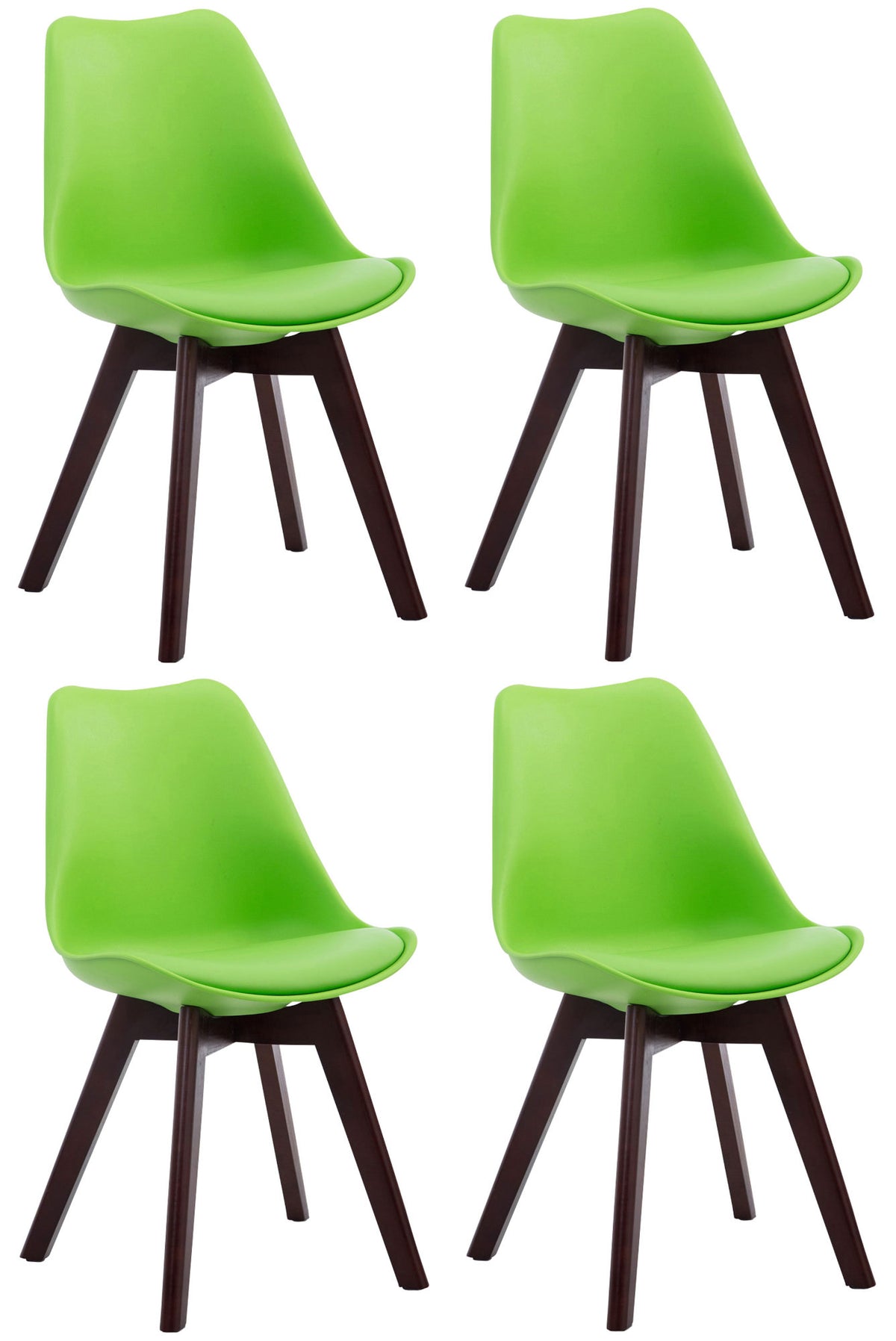 4er Set Besucherst�hle Borneo V2 Walnuss Kunstleder - gr�n