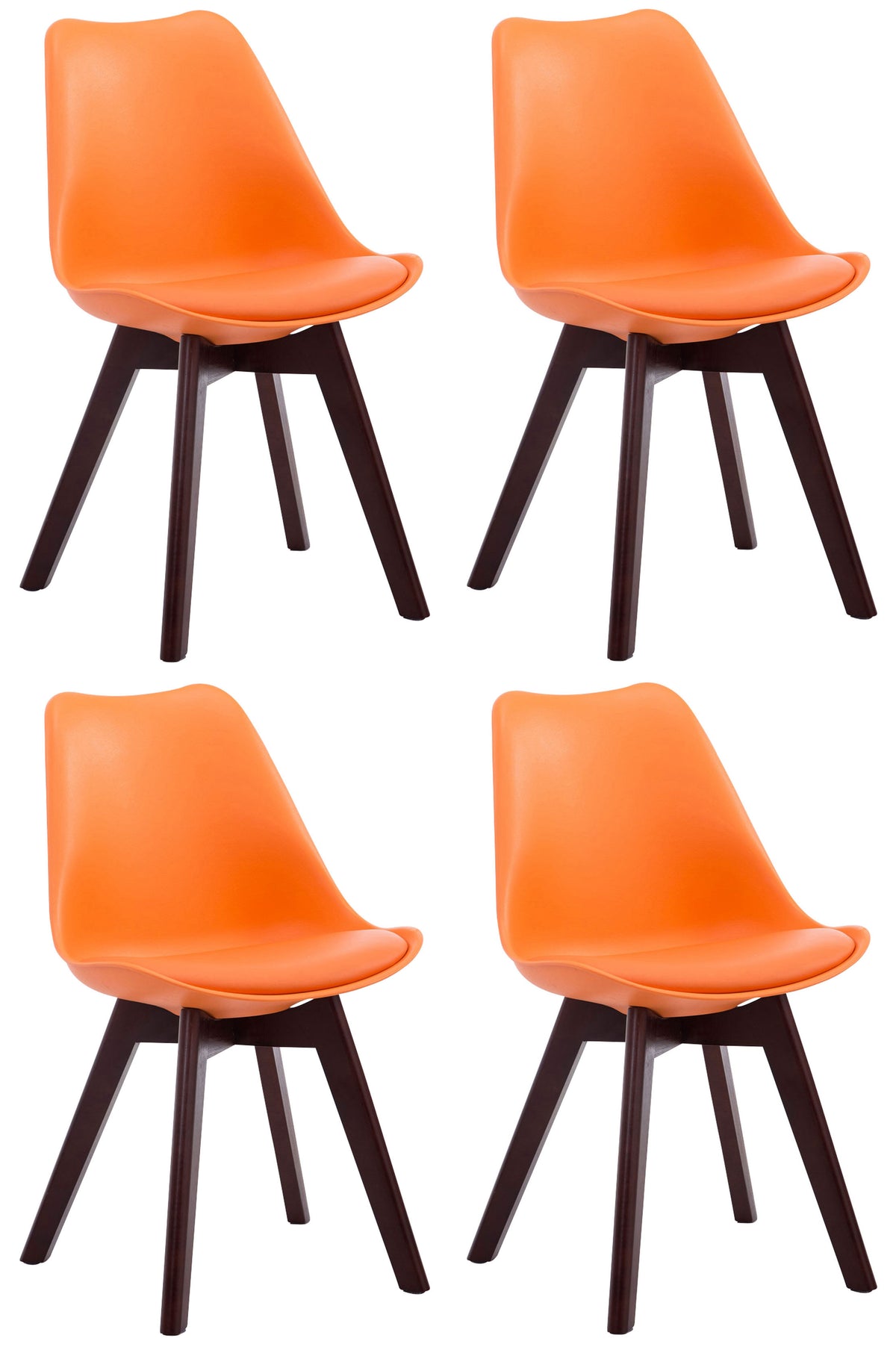 4er Set Besucherstühle Borneo V2 Walnuss Kunstleder - orange