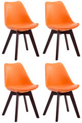 4er Set Besucherstühle Borneo V2 Walnuss Kunstleder - orange