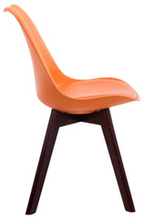 4er Set Besucherstühle Borneo V2 Walnuss Kunstleder - orange