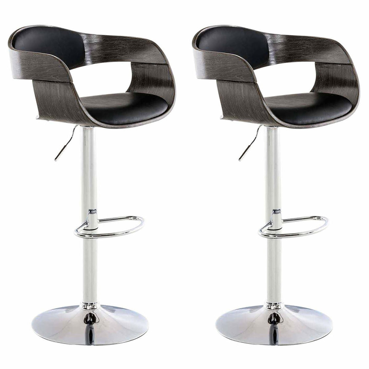 2er Set Barhocker Kingston C Kunstleder - schwarz/grau by Dropshipping-Europe – Barhocker