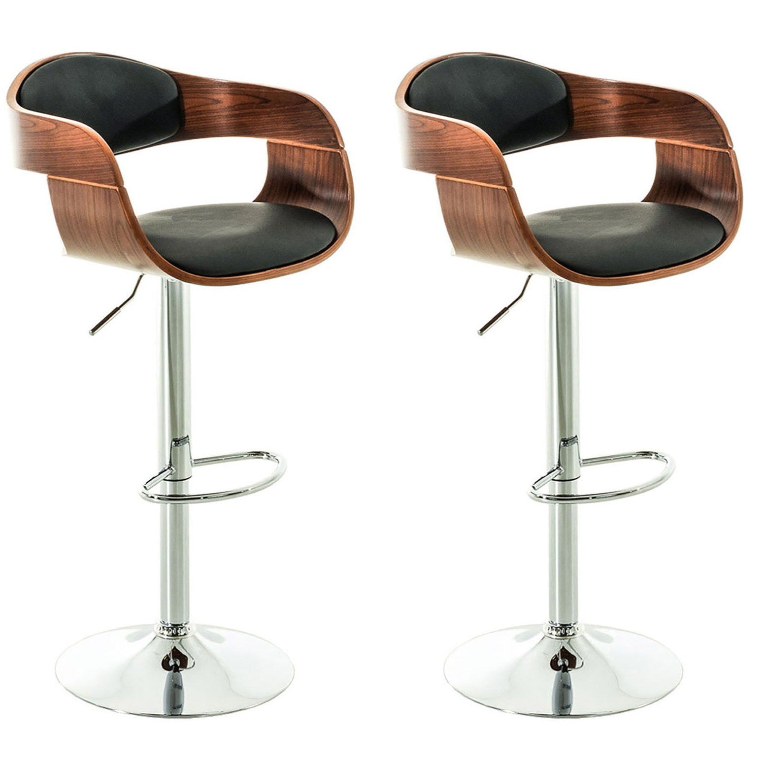 2er Set Barhocker Kingston C Kunstleder - walnuss/schwarz by Dropshipping-Europe – Barhocker