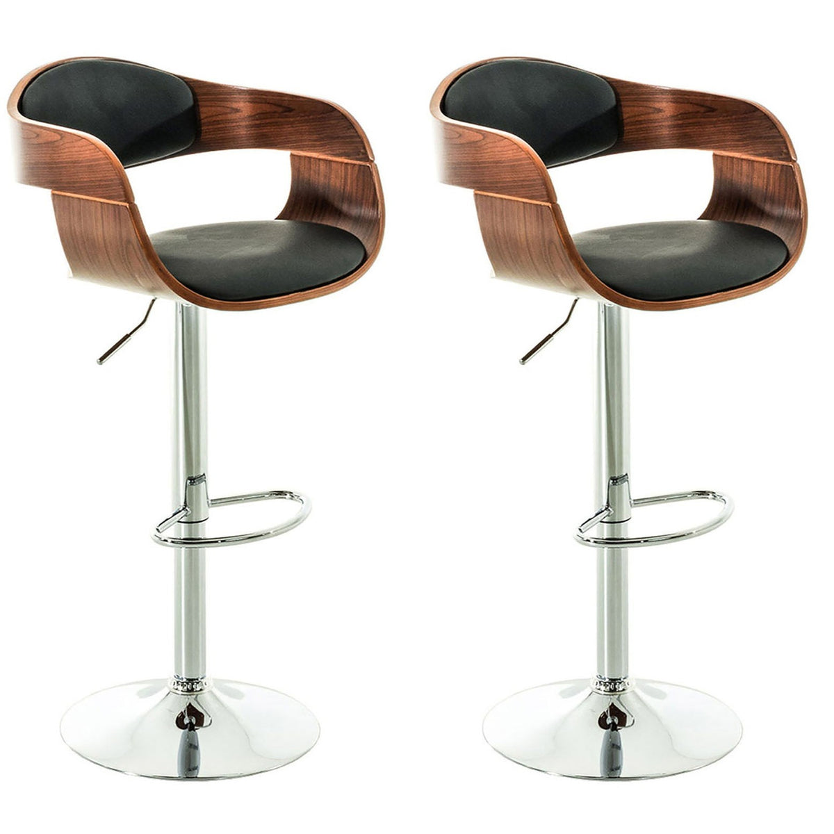 2er Set Barhocker Kingston C Kunstleder - walnuss/schwarz by Dropshipping-Europe – Barhocker