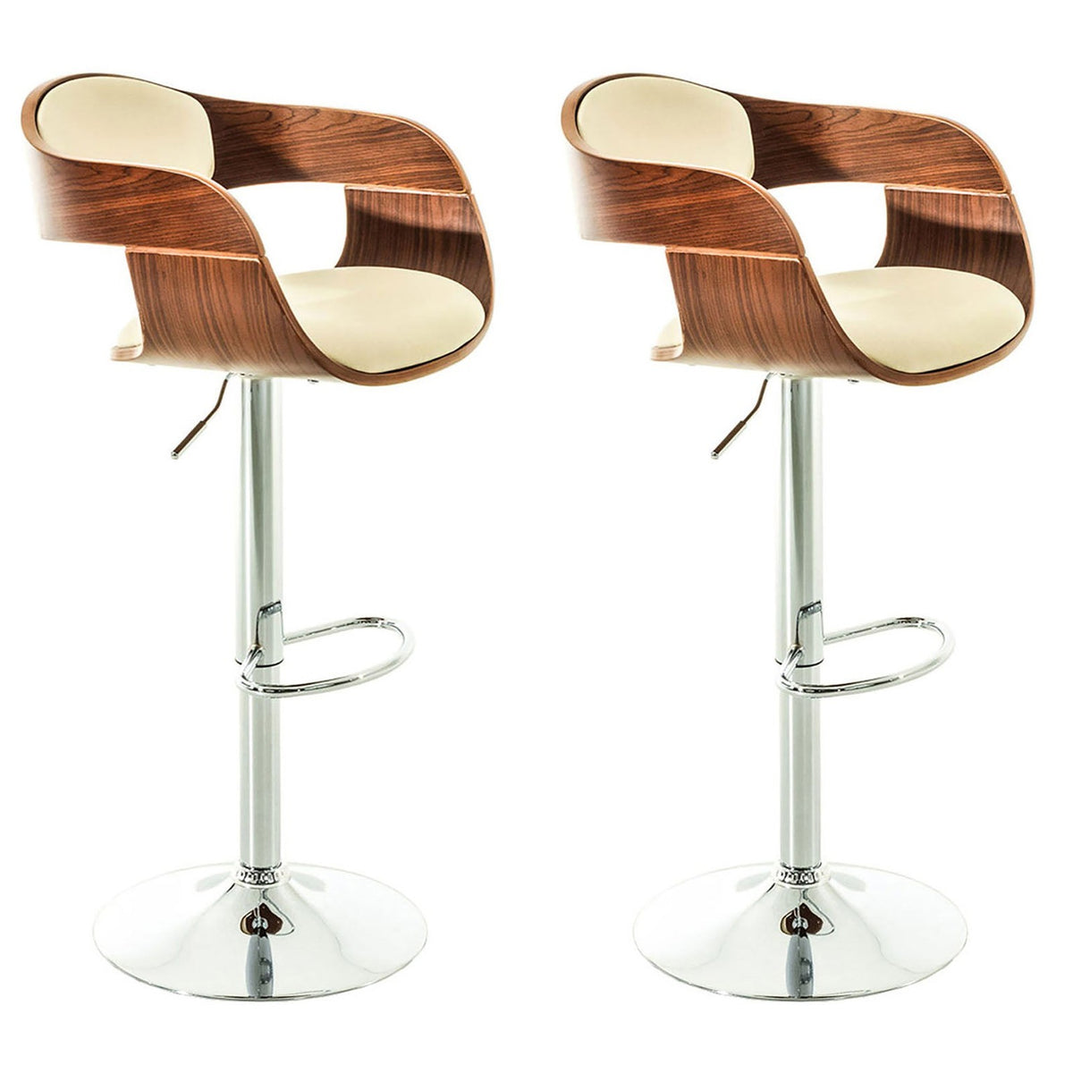 2er Set Barhocker Kingston C Kunstleder - walnuss/creme by Dropshipping-Europe – Barhocker