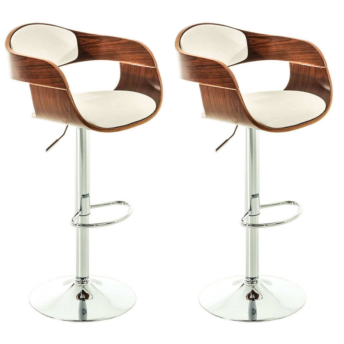 2er Set Barhocker Kingston C Kunstleder - walnuss/weiß by Dropshipping-Europe – Barhocker