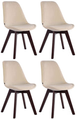 4er Set Besucherstühle Borneo V2 Samt walnuss - creme