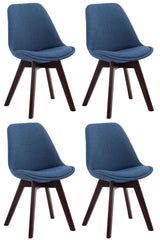 4er Set Besucherstühle Borneo V2 Walnuss Stoff - blau