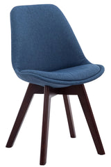 4er Set Besucherstühle Borneo V2 Walnuss Stoff - blau