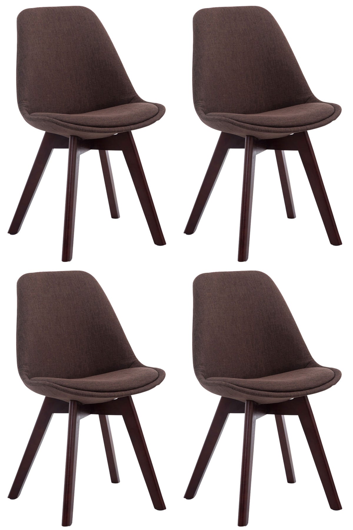 4er Set Besucherstühle Borneo V2 Walnuss Stoff - braun