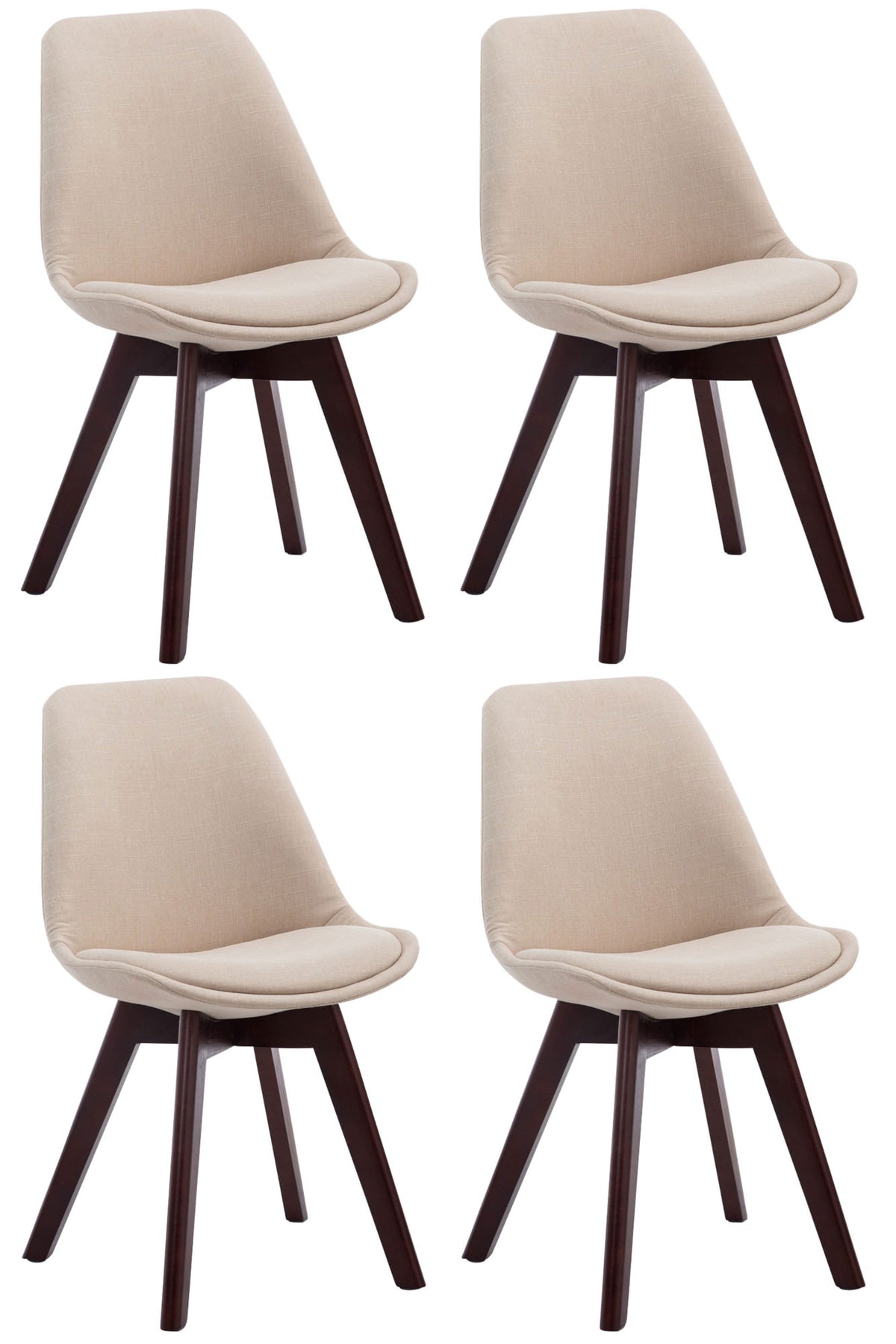 4er Set Besucherst�hle Borneo V2 Walnuss Stoff - creme